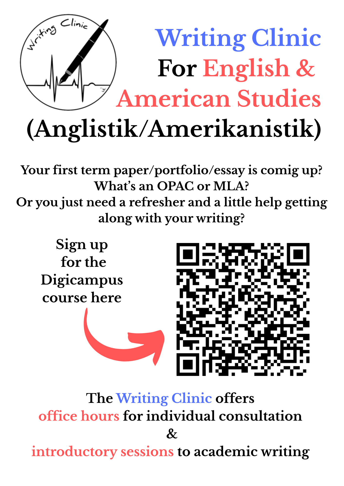 Writing Clinic Flyer Winter term 2025-26