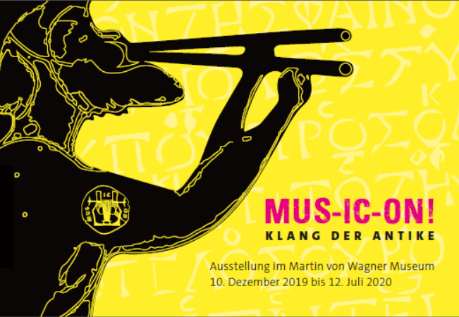 Plakat der MUS-IC-ON Ausstellung mit Musizierenden