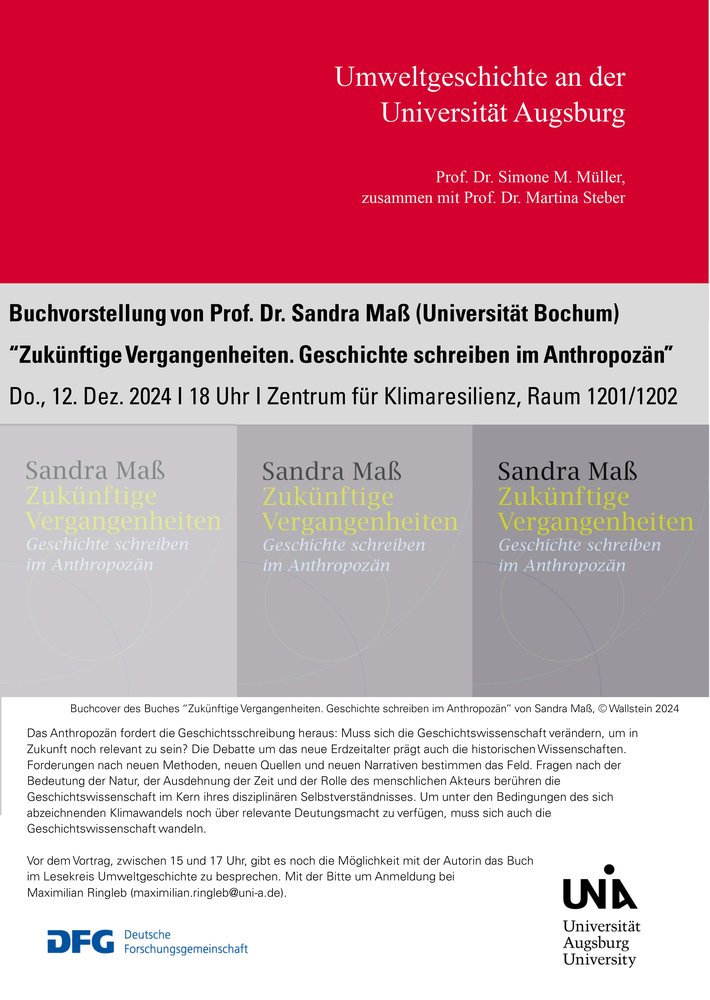 Poster zur Buchvorstellung von Prof. Sandra Maß