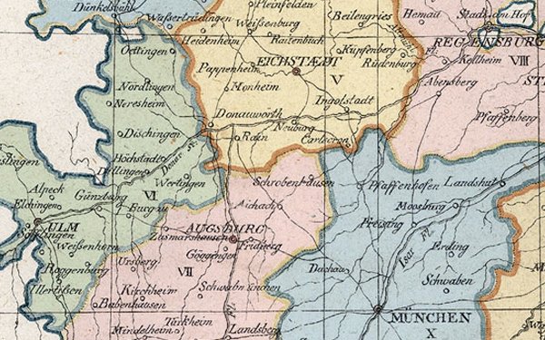 Karte von Bayern aus dem Jahr 1808
