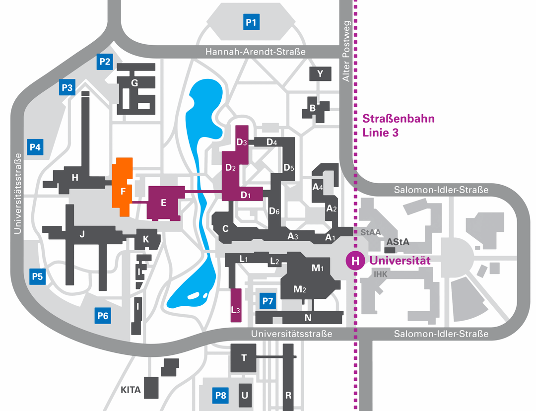 Lageplan der Teilbibliothek Sozialwissenschaften der Universätsbibliothek Augsburg