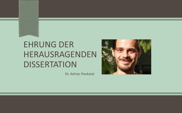 Ehrung herausragende Dissertationb A. Paukstat