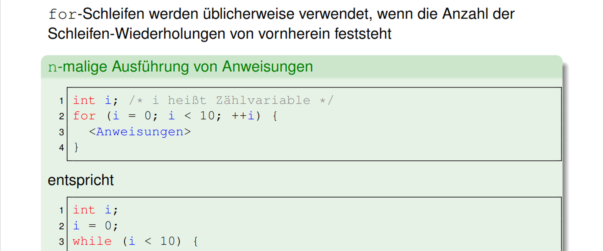 Eine Beispiel-Folie aus dem Vorkurs.
