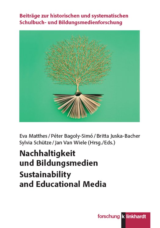Zu sehen ist das Cover des Sammelbandes „Nachhaltigkeit und Bildungsmedien“ (Klinkhardt 2025).