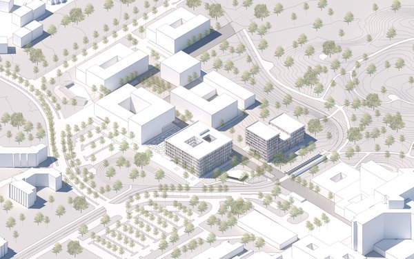 Entwurf des zukünftigen Medizincampus der Universität Augsburg
