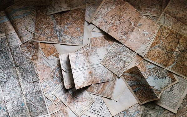 assorted map pieces