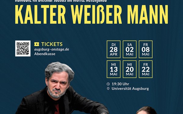 Zu sehen ist das Poster des Theaterst��cks "Kalter wei?er Mann" der Theatergruppe Augsburg OnStage