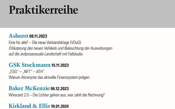 Plakat zur Praktikerreihe Wintersemester 2023/2024