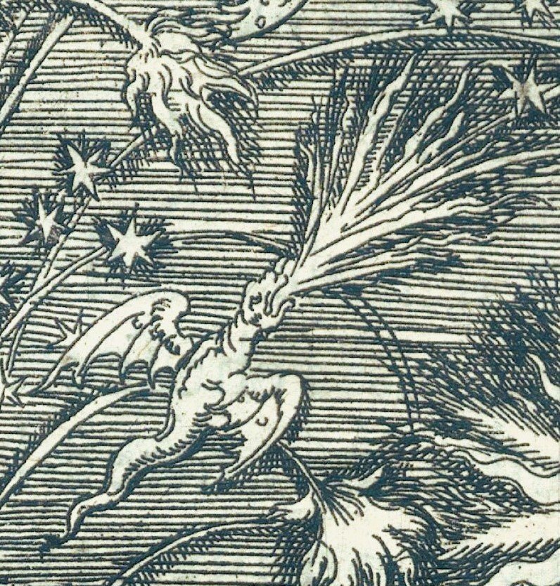 Kupferstich Feuerwerk aus Jean Appier-Hanzelet: La Pyrotechnie, Pont-à-Mousson 1630