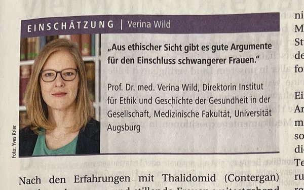 Ausschnitt aus Ärzteblatt: Wild: Gute ethische Gründe für Beteiligung von Schwangeren an med. Studien