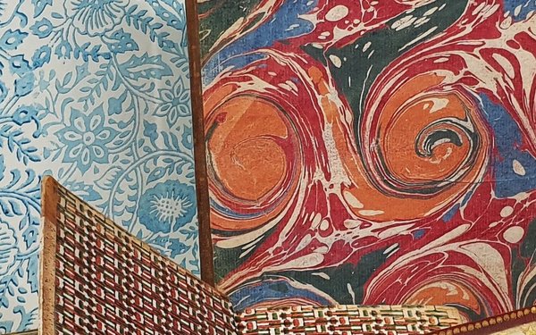 Buntpapier als Vorsatzpapier in B��chern