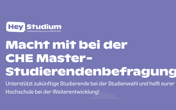 Werbeplakat, das die Studierenden zur Teilnahme am Masterranking des CHE motivieren soll