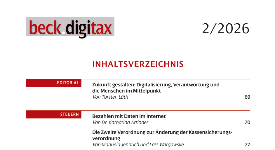 Veröffentlichung in der beck.digitax