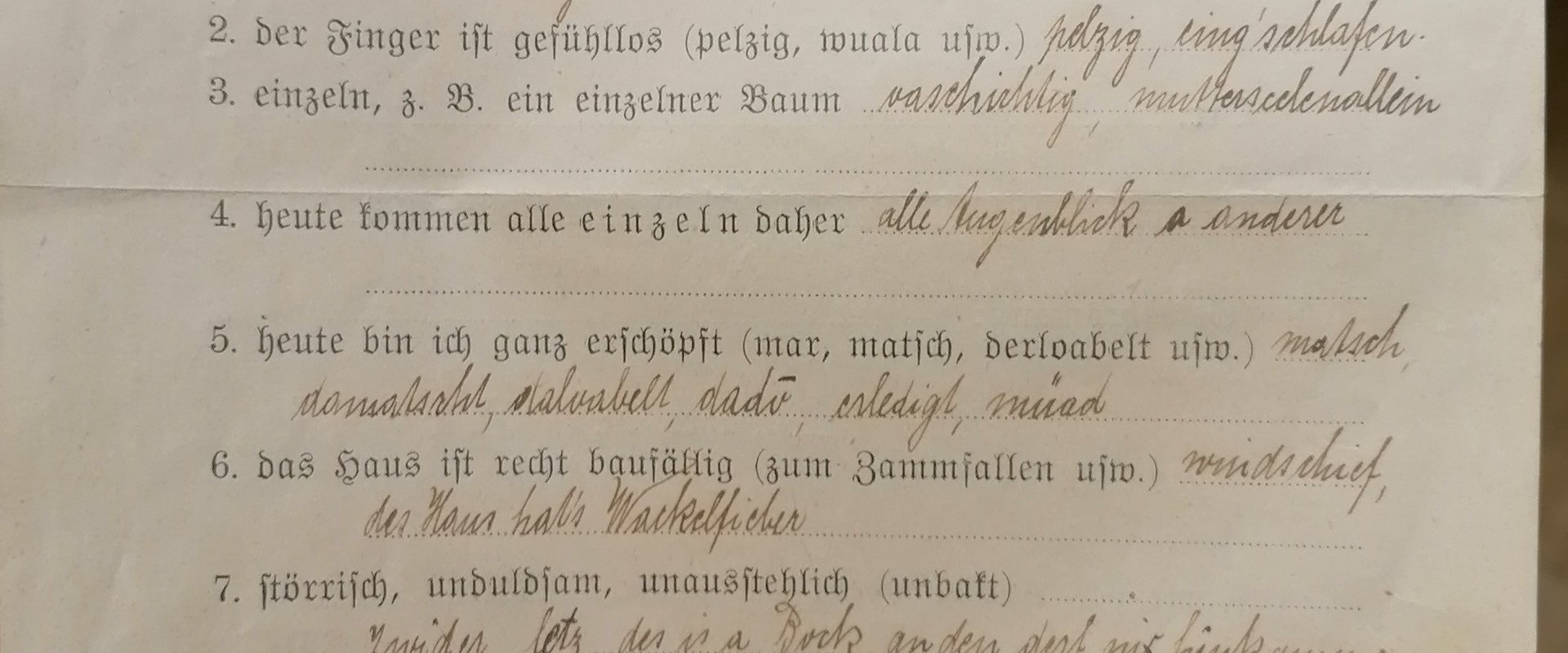 Auf dem Bild ist ein alter Fragebogen des BWB zu sehen.