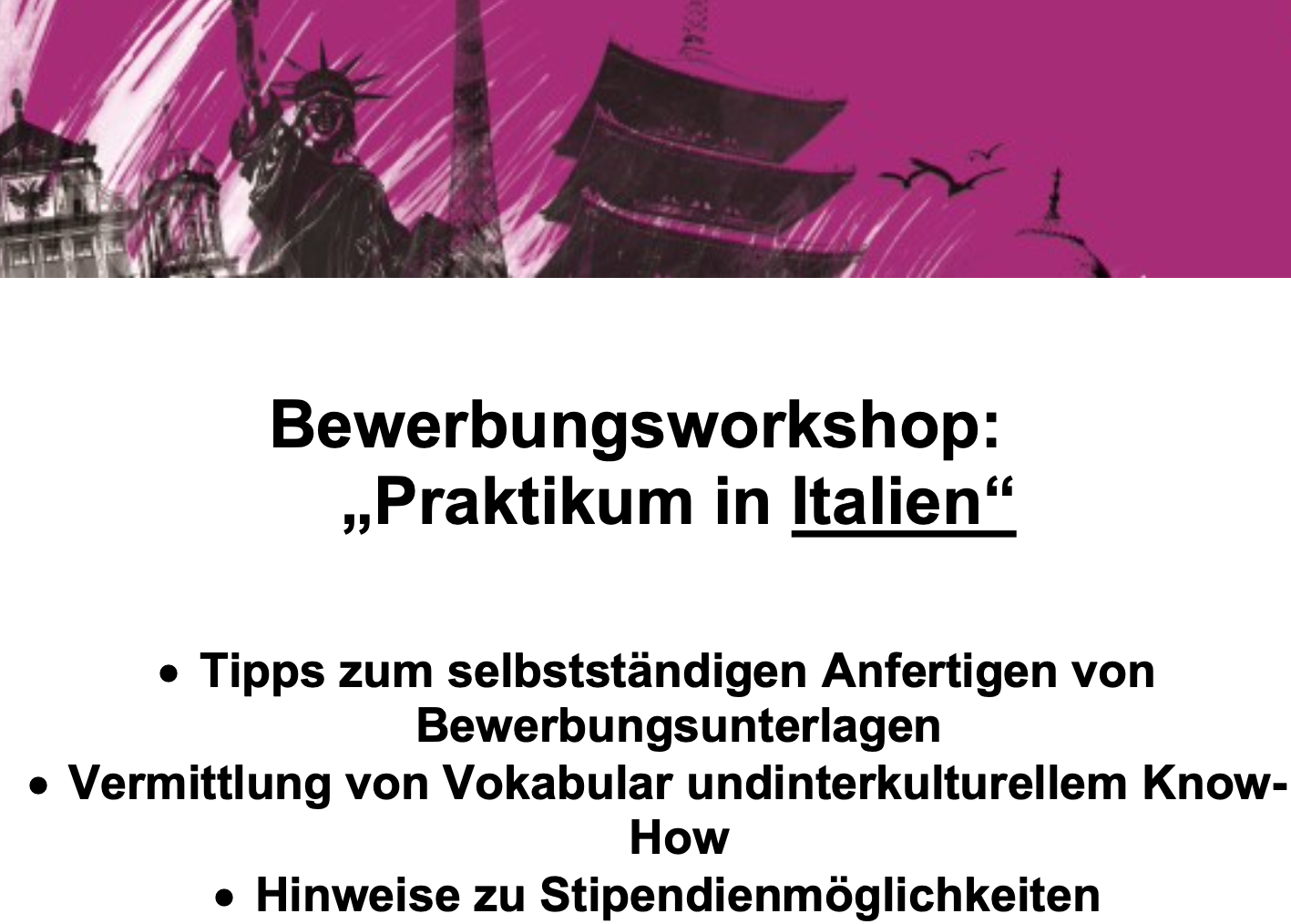 Bewerbungsworkshop "Praktikum in Italien"