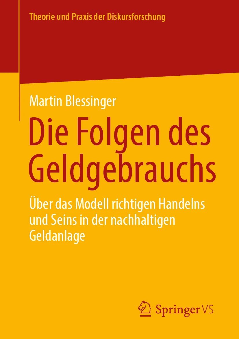 rotgelbes Cover zur Dissertation von Martin Blessinger Die Folgen des Geldgebrauchs