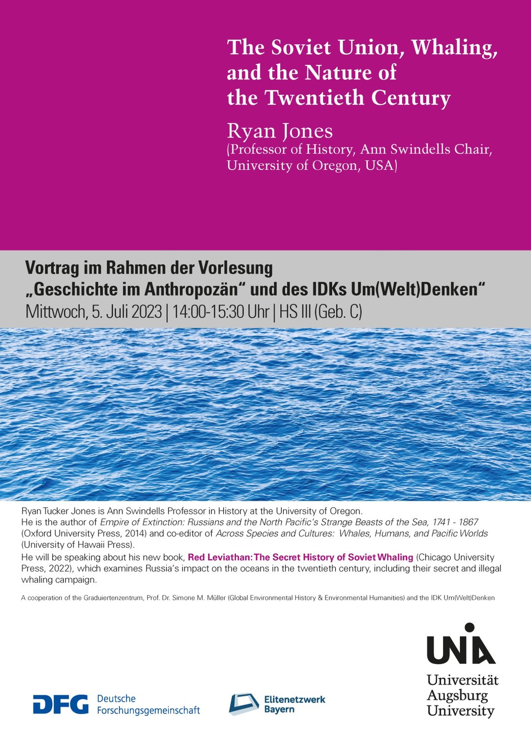 Plakat Gastvortrag Ryan Jones