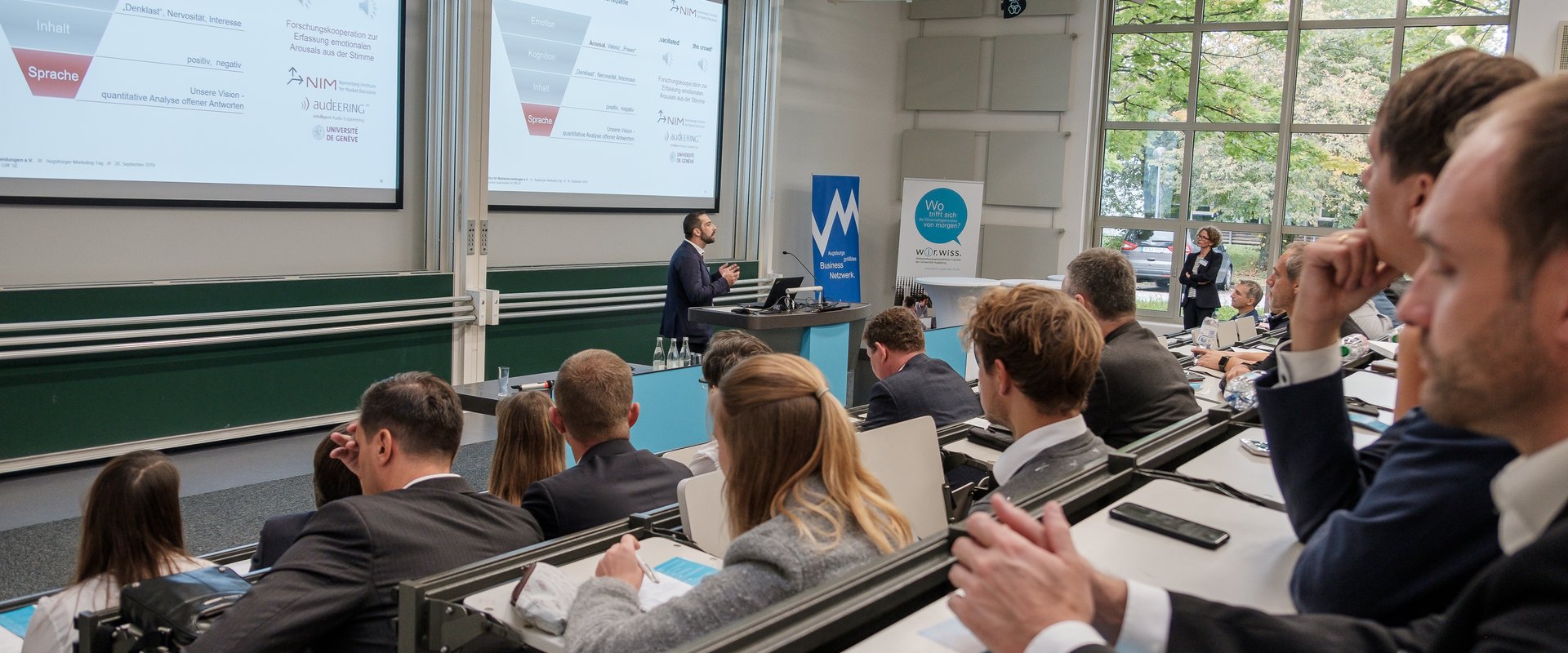Audience of the second Augsburg Marketing Tag listening to a talk of Dr. Unfried