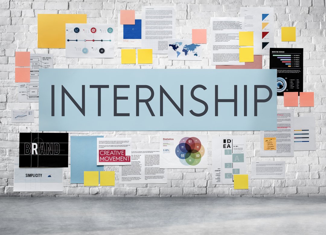 A concept board showing "internship"