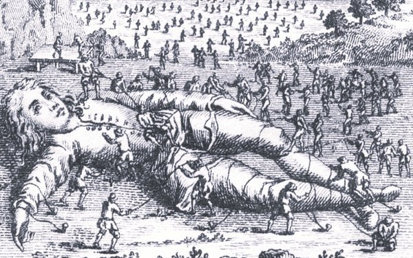 Kupferstich aus Gulliver's travels von Jonathan Swift