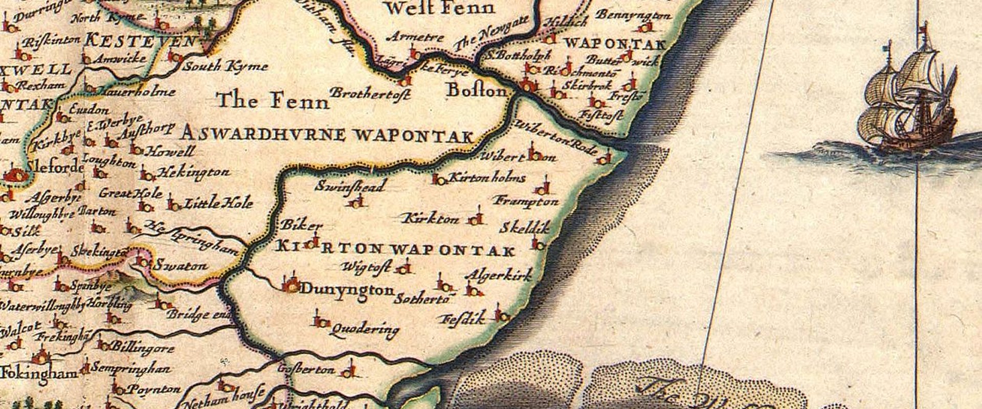 Map of the Fens in Lincolnshire