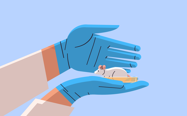 Grafische Darstellung von einer Maus auf einer Hand