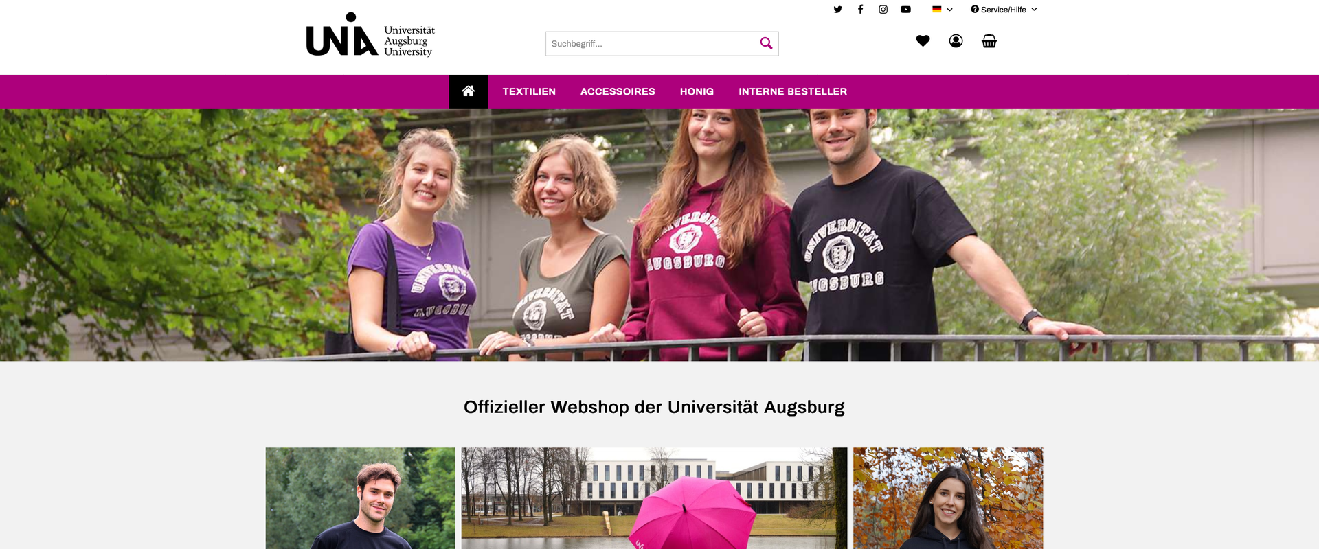 Homepage des Unishops