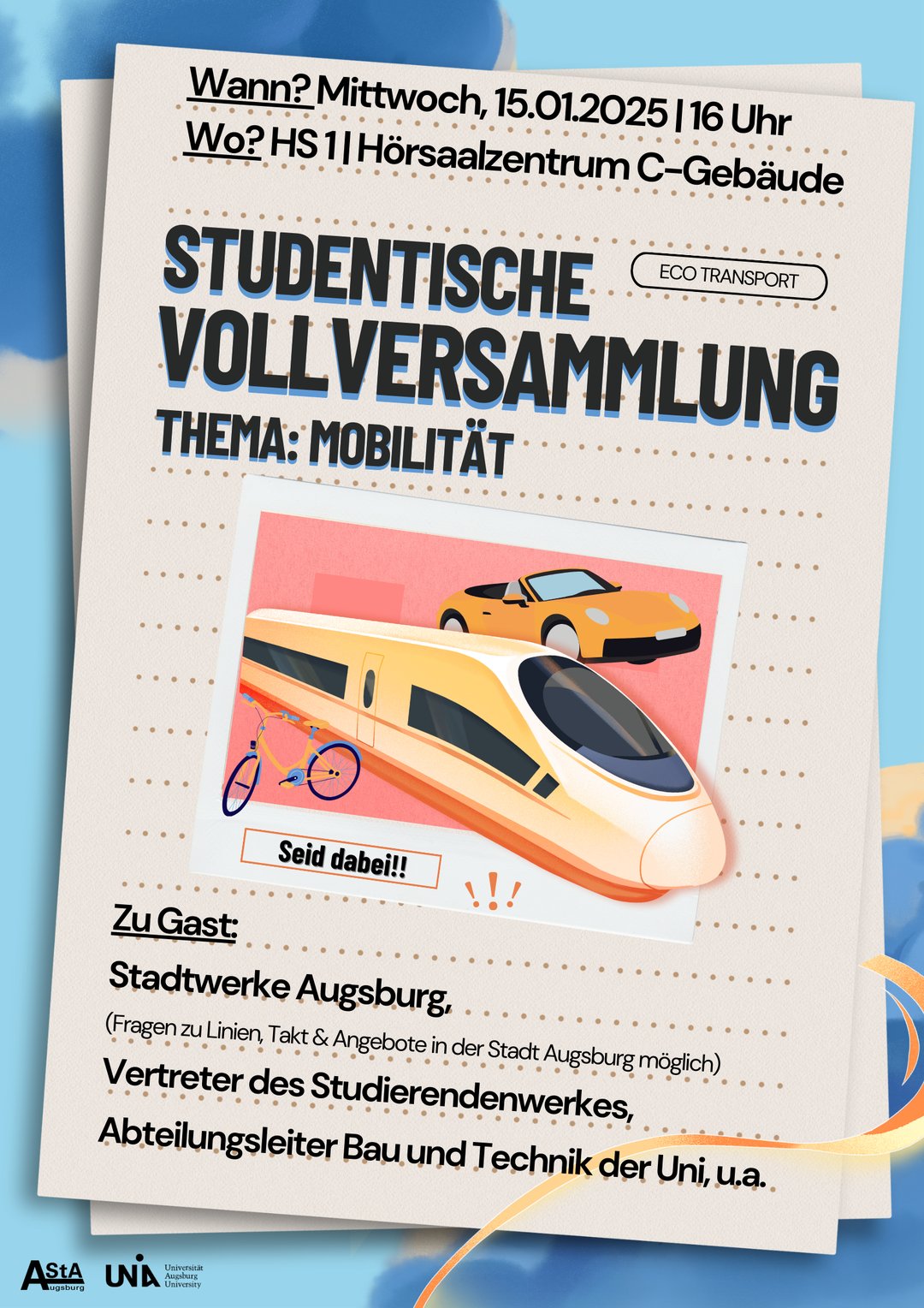 Studentische Vollversammlung am 15.01.2025 zum Thema: Mobilität