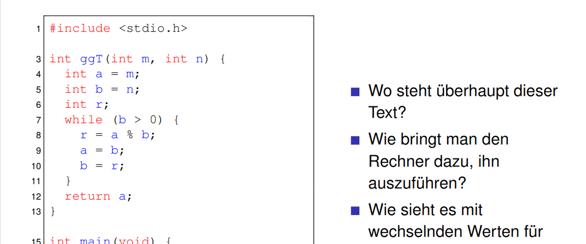 Eine Beispiel-Folie aus dem Vorkurs.