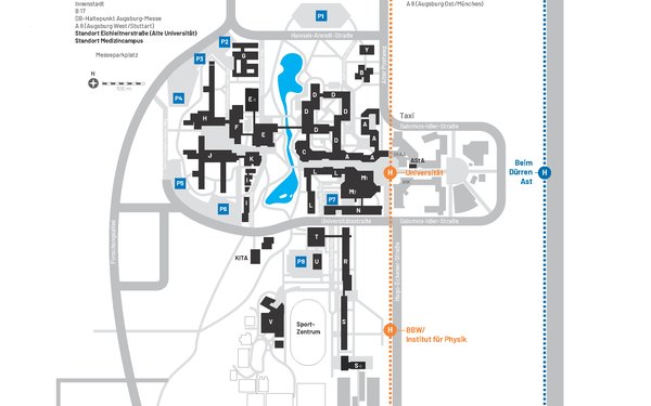 Anfahrtsplan Uni Augsburg alle Linien Stand 2024