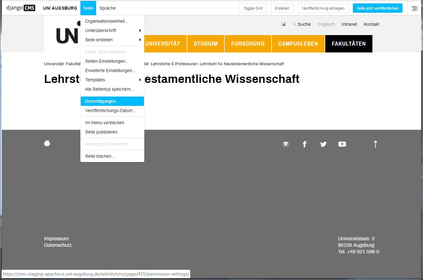 Berechtigungen aufrufen