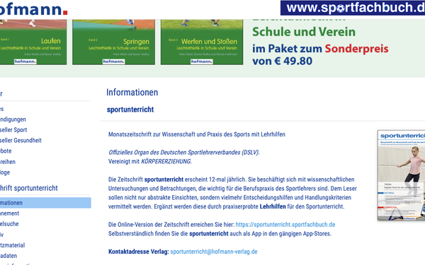 Bild der Zeitschrift der Homepage sportunterricht