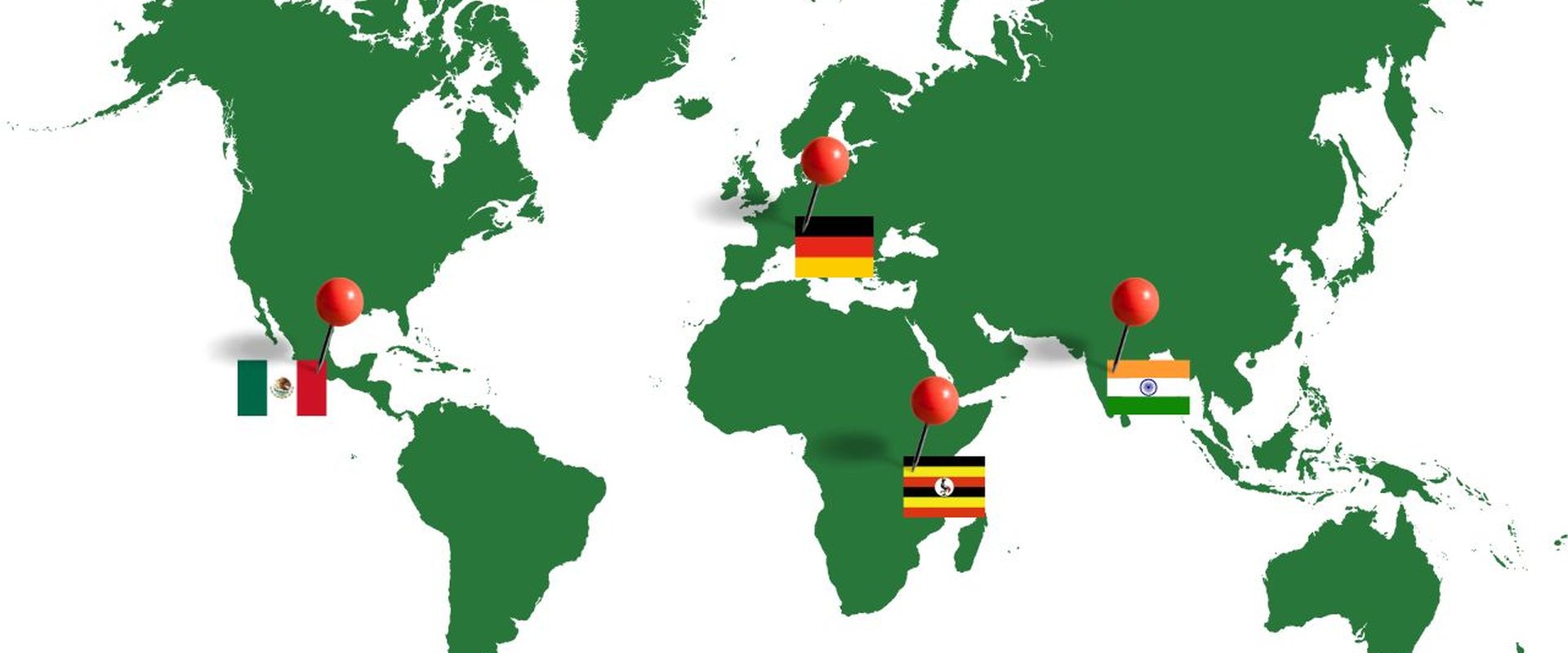 World map showing the regional focus areas of the Chair of Urban Climate Resilience