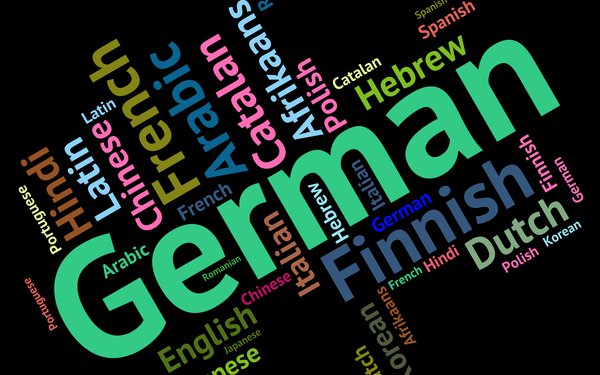 Schriftzug "German" und andere Sprachen
