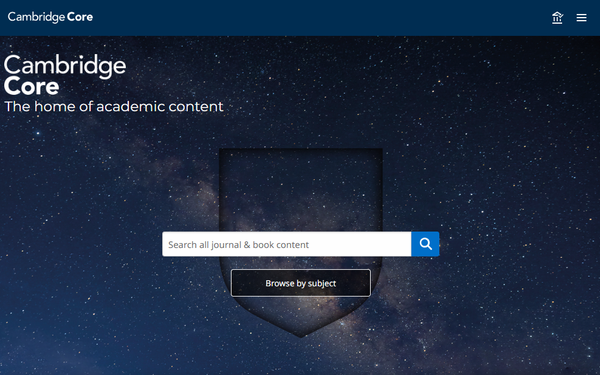 Screenshot der Webseite von Cambridge Core, vom Dez. 2025