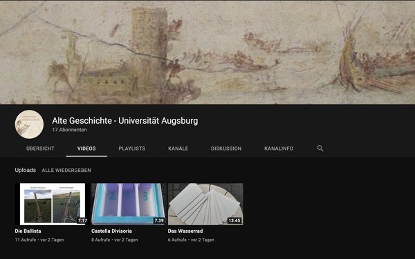 Startseite des YouTube Kanals des Lehrstuhls
