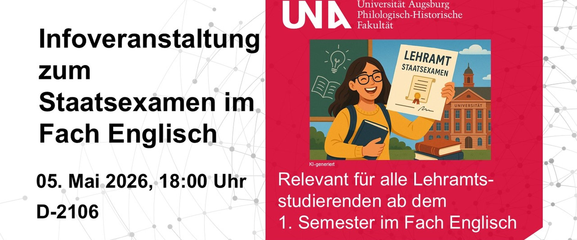 Infoveranstaltung zum Staatsexamen im Fach Englisch 2026