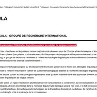 Webseite  Circulation et transmission d'idéologies linguistiques dans les médias de langues romanes