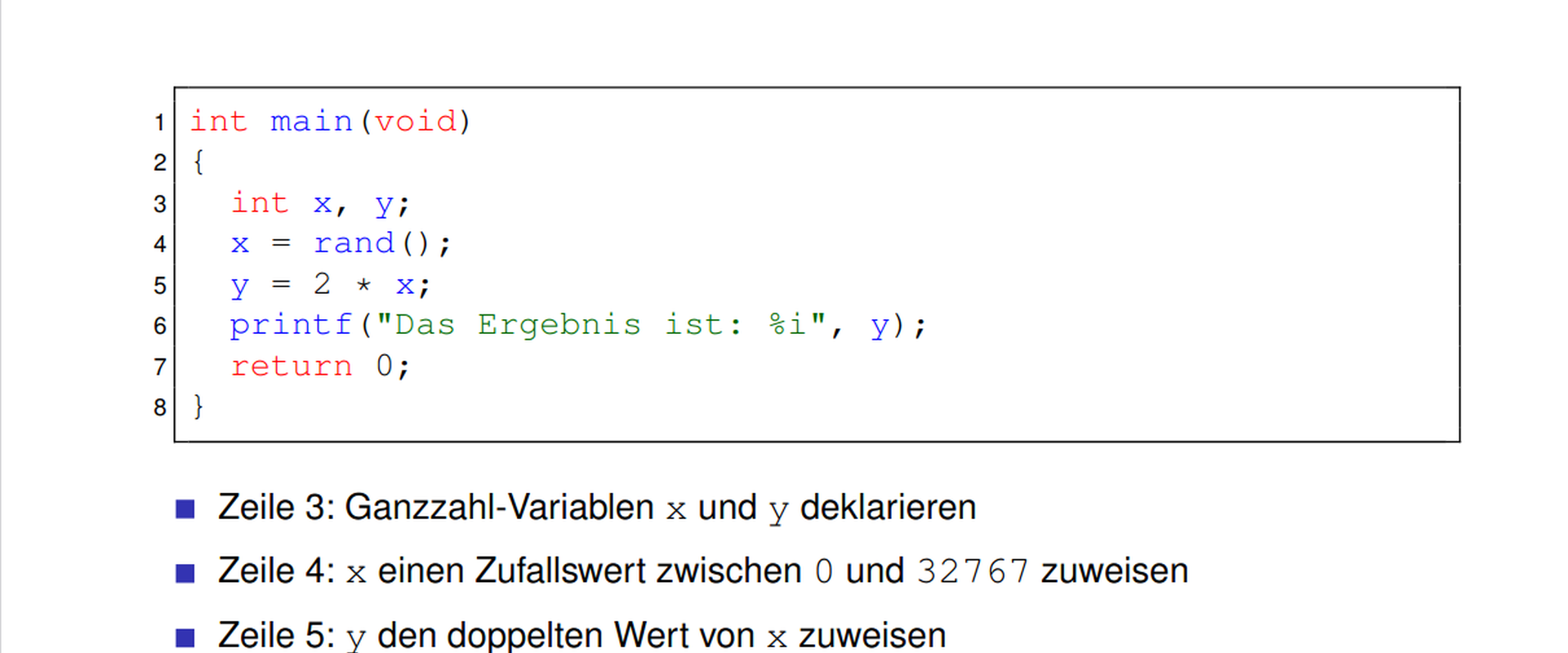 Eine Beispiel-Folie aus dem Vorkurs.