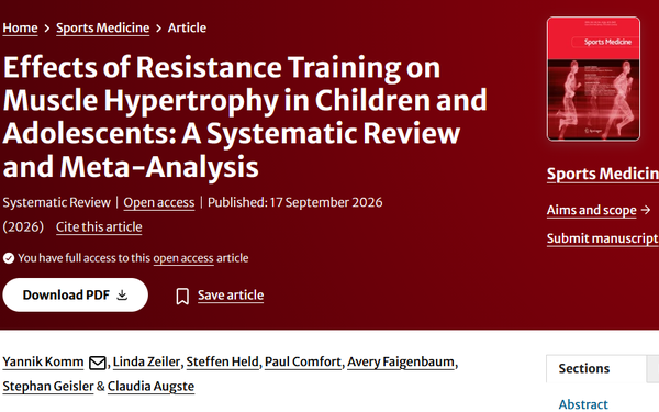 Meta-Analyse zu Muskelhypertrophie im Kindes- und Jugendalter in "Sports Medicine" publiziert