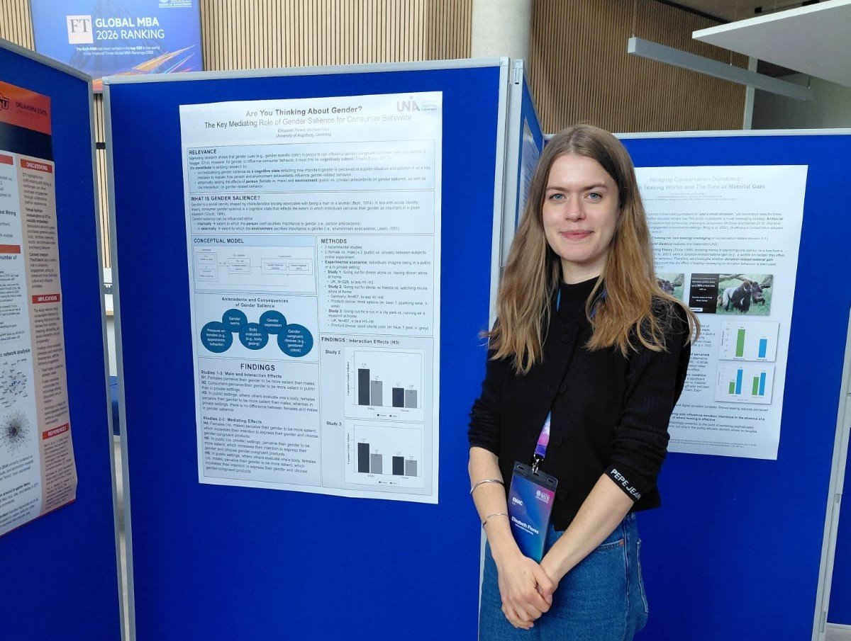 Elisabeth Flores presented a poster on her current research at the European Marketing Academy Conference (EMAC) 2026, hosted by the University of Bath School of Management.