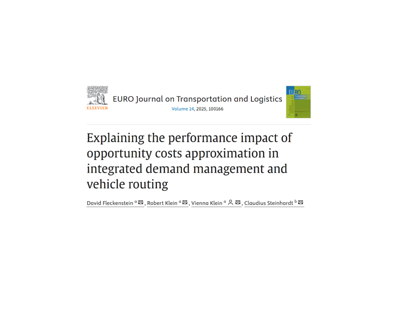 New Publication "Explaining the performance impact of opportunity costs approximation in integrated demand management and vehicle routing"