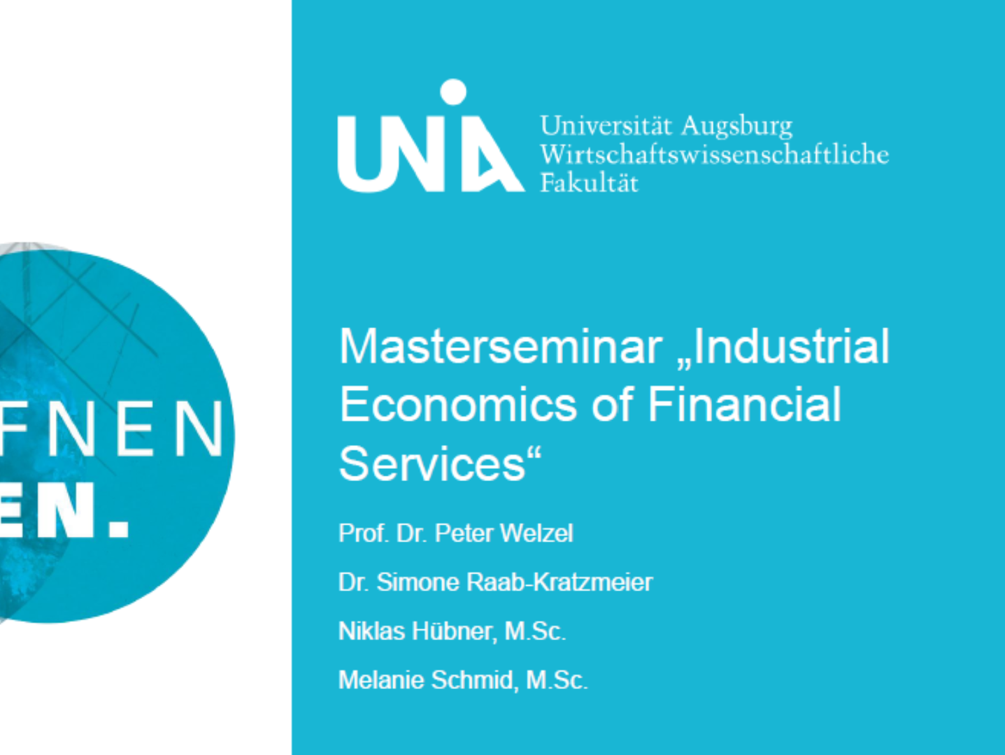 Der Lehrstuhl führt im Sommersemester ein Master-Seminar zum Thema "Industrieökonomische Fragestellungen der Bankenregulierung" durch