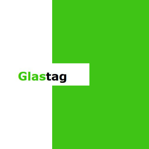 zweifarbiger Schriftzug Glastag