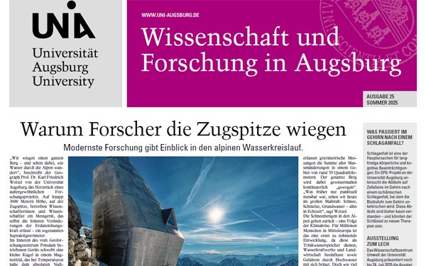 Ein Ausschnitt der Titelseite der AZ-Beilage "Wissenschaft und Forschung in Augsburg" Nr. 25.