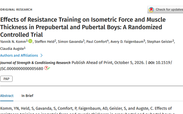 Yannik Komm et al. publizieren Studie zu Krafttrainingsintervention
